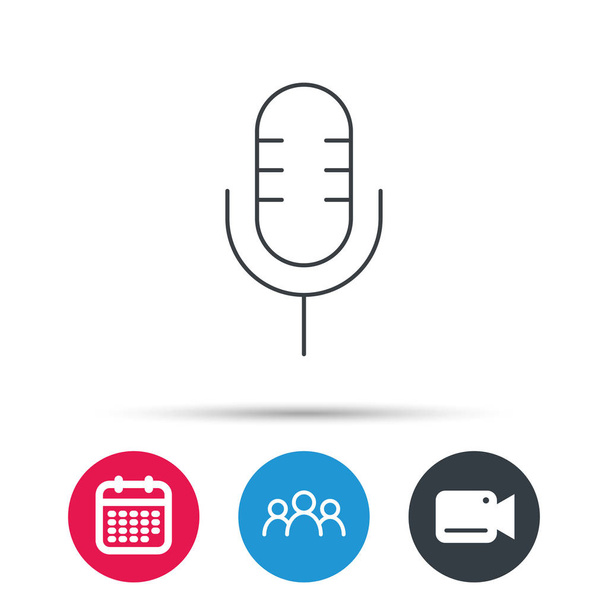 Retro microphone icon. Karaoke sign. - Вектор,изображение