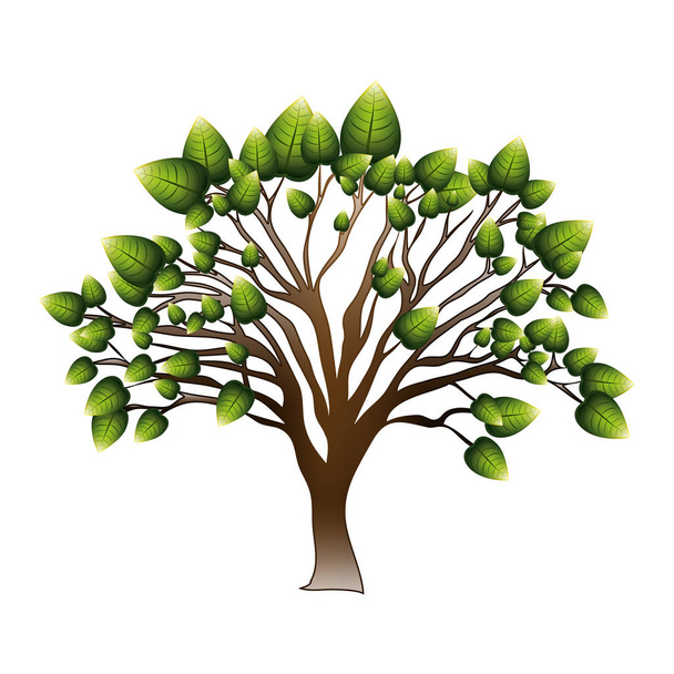 силуэт дерева с листьями ветвей
 - Вектор,изображение