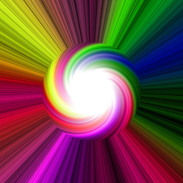 カラフルな明るい虹とクルクル旋回ディスク - 写真・画像
