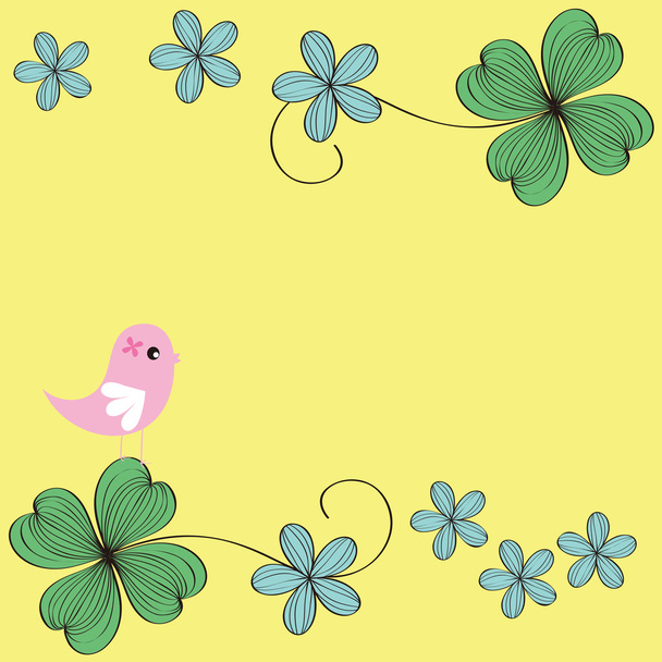 vogel en bloem kaart patroon design - Vector, afbeelding