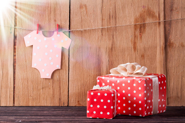 Decoration for Baby shower on wood desk - Photo, Image