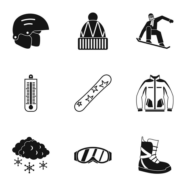 Vacation in mountains icons set, simple style - Διάνυσμα, εικόνα