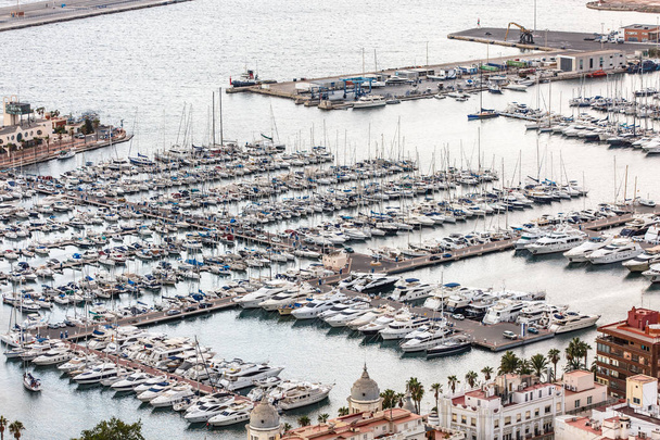 Top view of the Bay (the Marina) where there is a lot  boat. - 写真・画像
