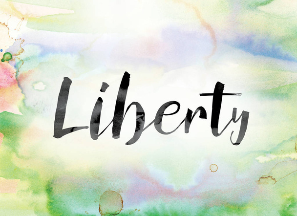 Liberty Colorful Watercolor and Ink Word Art - Photo, Image