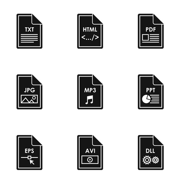 Kind of files icons set, simple style - Vektör, Görsel