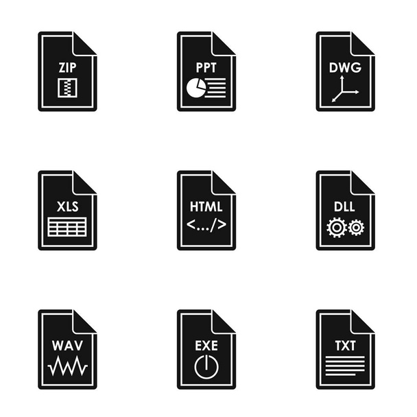 Types of files icons set, simple style - Vektör, Görsel