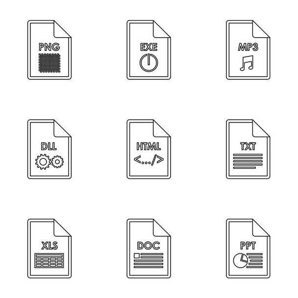 Documents icons set, outline style - Vektör, Görsel