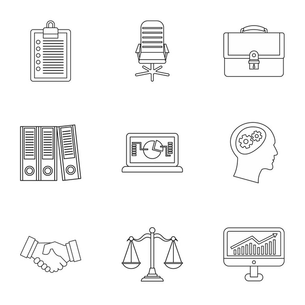 Marketing icons set, outline style - ベクター画像