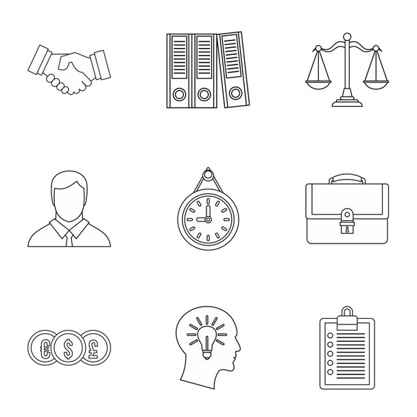 Office icons set, outline style - ベクター画像