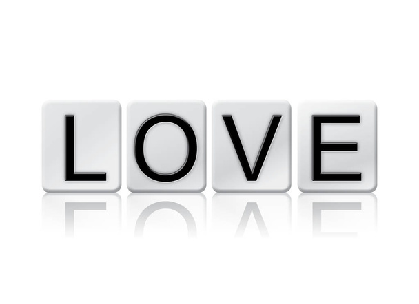 Miłość na białym tle kafelkami litery pojęcia i tematu - Zdjęcie, obraz