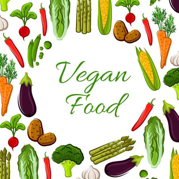 Veganes Gemüse Lebensmittel Vektorplakat - Vektor, Bild
