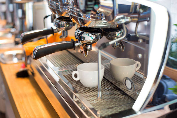 coffee machine makes hot espresso - Photo, Image