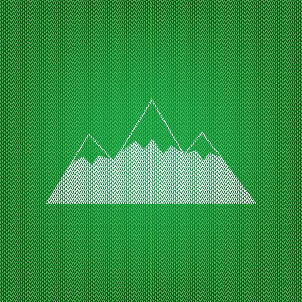 Illustration de signe de montagne. icône blanche sur le tricot vert ou
  - Vecteur, image
