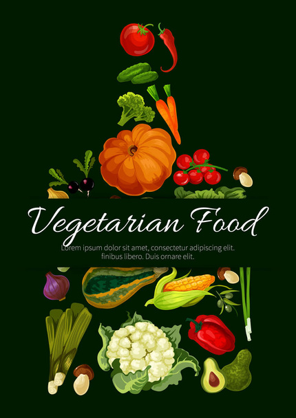 Вегетаріанське харчування плакат. Фермі свіжих овочів - Вектор, зображення