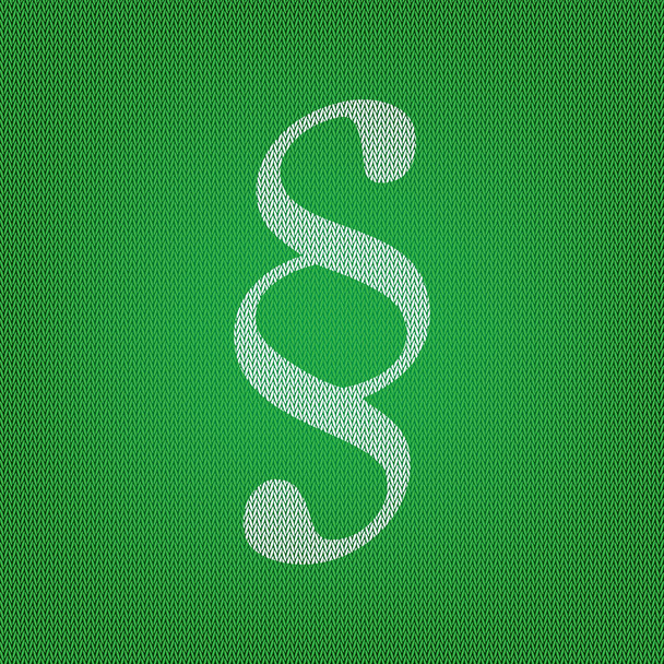 Ілюстрація знаку абзацу. біла ікона на зеленому трикотажі або
 - Вектор, зображення