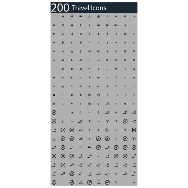 200 旅行アイコンのセット - 写真・画像