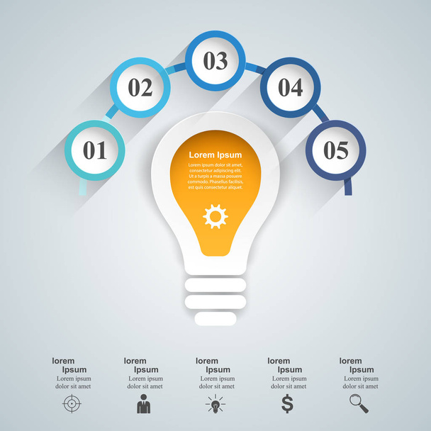 Infographic design. Bulb, Light icon. - Vektor, Bild