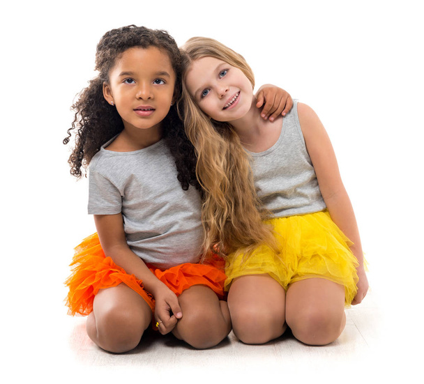 two little girls with different complexion - Photo, image