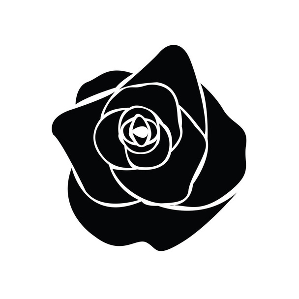 Black silhouette of rose - Вектор,изображение