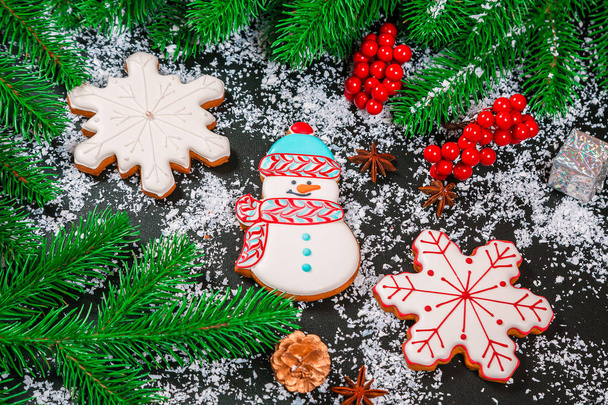 Snowman and snowflakes gingerbreads - Photo, Image