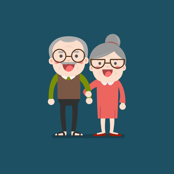 Nyugdíjas idős felnőtt kor pár kreatív lapos vektor. - Vektor, kép