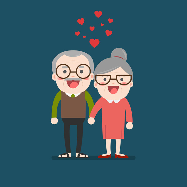 Retired elderly senior age couple in creative flat vector. - Vector, Image