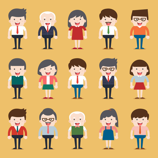 Set of diverse business people. Different and dress styles. Char - Vector, imagen