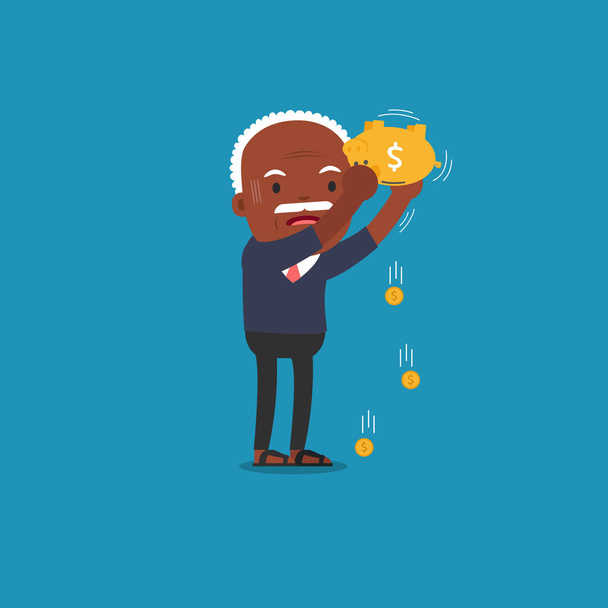 Afrikkalainen Amerikan ihmiset - Vanha mies kultainen säästöpossu, Pensio
 - Vektori, kuva