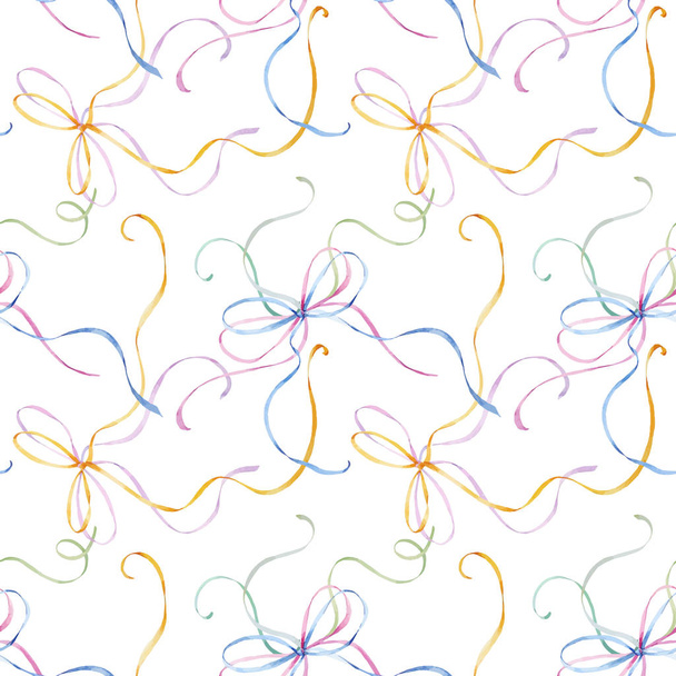Watercolor ribbon bow pattern - Vecteur, image