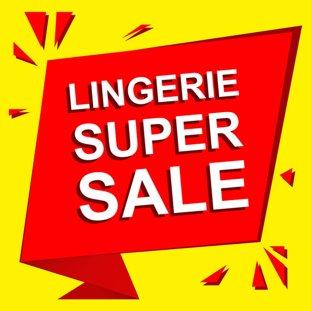 Sale poster with LINGERIE SUPER SALE text. Advertising vector banner - Vector, Image