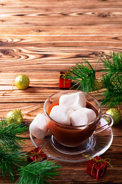 Hot chocolate in cup with marshmallows - Φωτογραφία, εικόνα