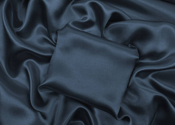 Smooth elegant dark grey silk or satin texture as abstract backg - Fotoğraf, Görsel