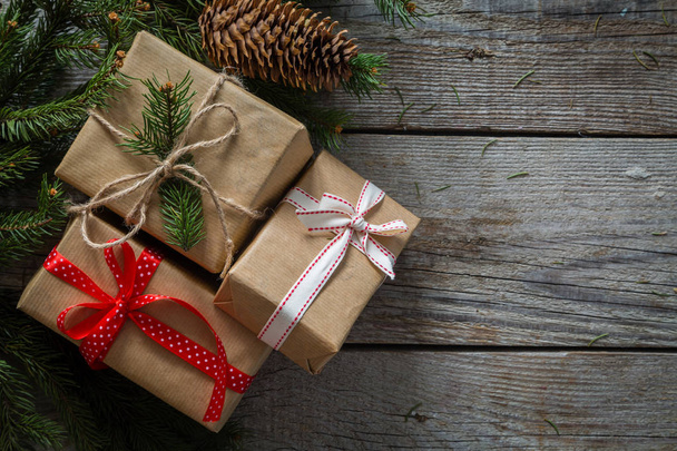 Christmas presents in decorative boxes - Foto, Imagem
