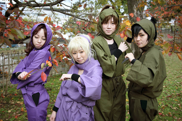 Cosplay young japanese girls at Mamugame-Jou Park in Japan - Fotó, kép