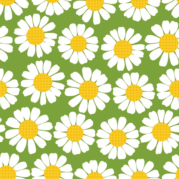 Seamless summer camomiles pattern. - Vector, afbeelding