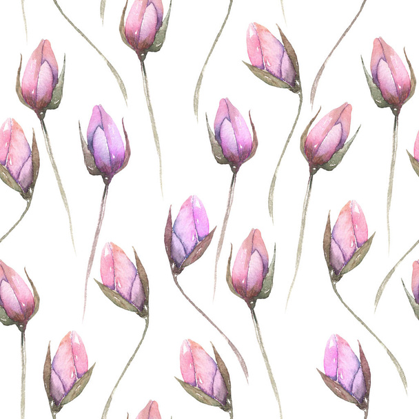 Seamless floral pattern with pink tender flower buds - Foto, afbeelding