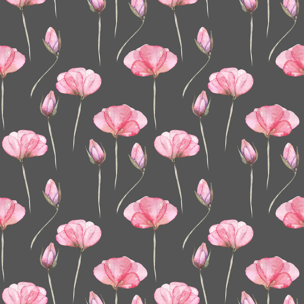 Seamless floral pattern with pink tender flowers - Fotoğraf, Görsel