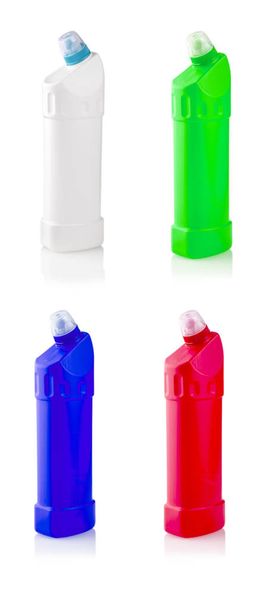 Фотографія набору пластикових пляшок з рідким засобом для прання
 - Фото, зображення