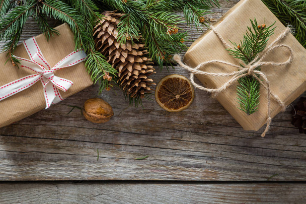 Christmas presents in decorative boxes - Фото, изображение