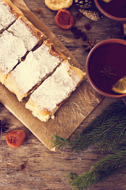 strudel with dried fruits - Photo, Image