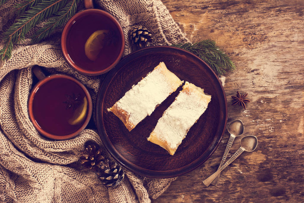strudel with dried fruits - Photo, image