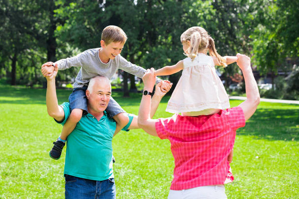 Meeliften rit met kleinkinderen - Foto, afbeelding
