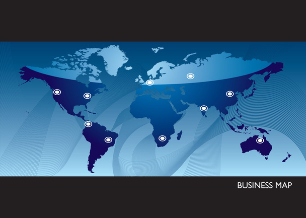 Mapa del mundo azul de negocios
 - Vector, Imagen