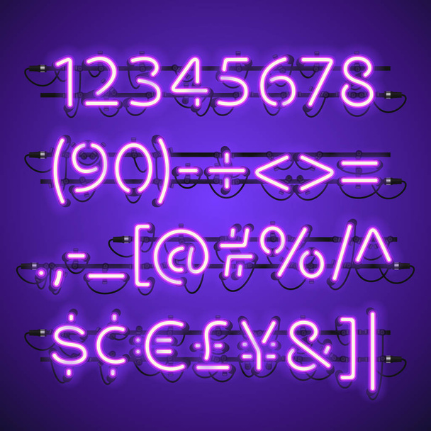 Leuchtende neonviolette Zahlen - Vektor, Bild