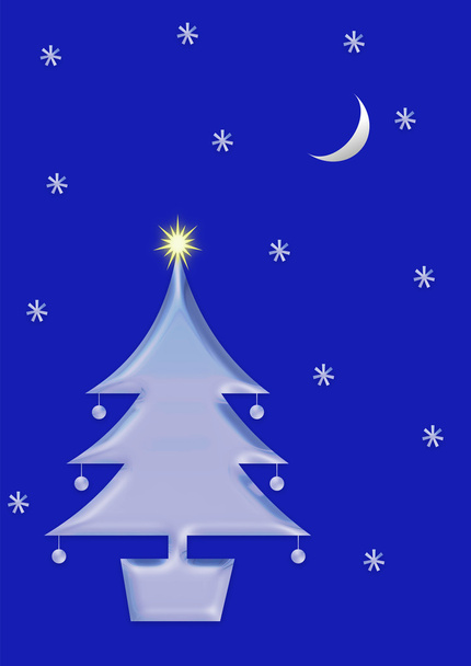 karácsonyfa és hó - Fotó, kép