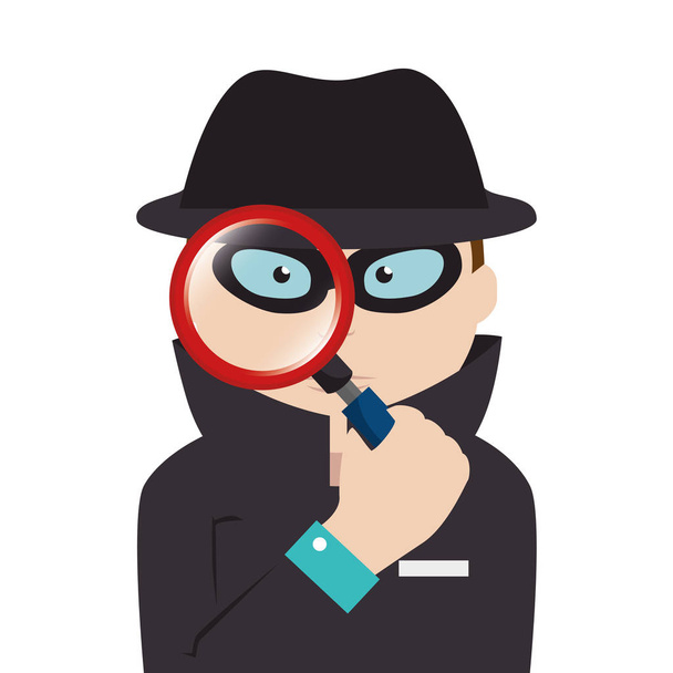 detective agent with magnifying glass - Vector, Image