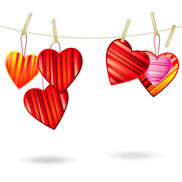 Valentine's day background with striped pattern hearts , design illustration. - Vetor, Imagem