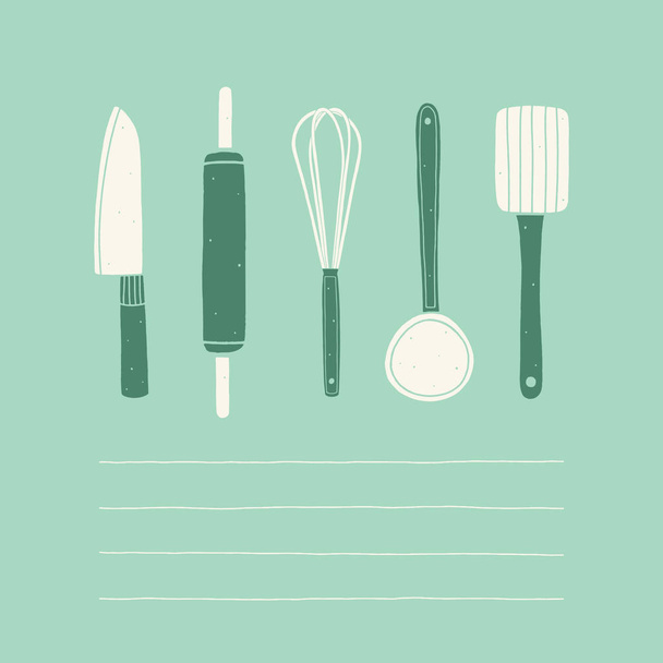 Kézzel rajzolt konyhai eszközök - Vektor, kép