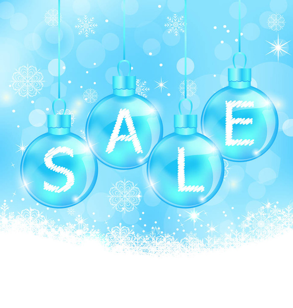 Christmas background with balls lettering sale - Фото, изображение