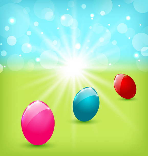 Easter background with colorful eggs - Fotoğraf, Görsel